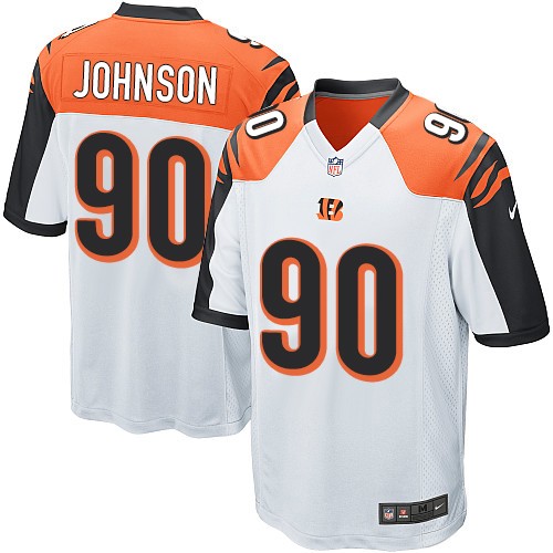 Men's Game Michael Johnson Nike Jersey White Road - #90 NFL Cincinnati Bengals